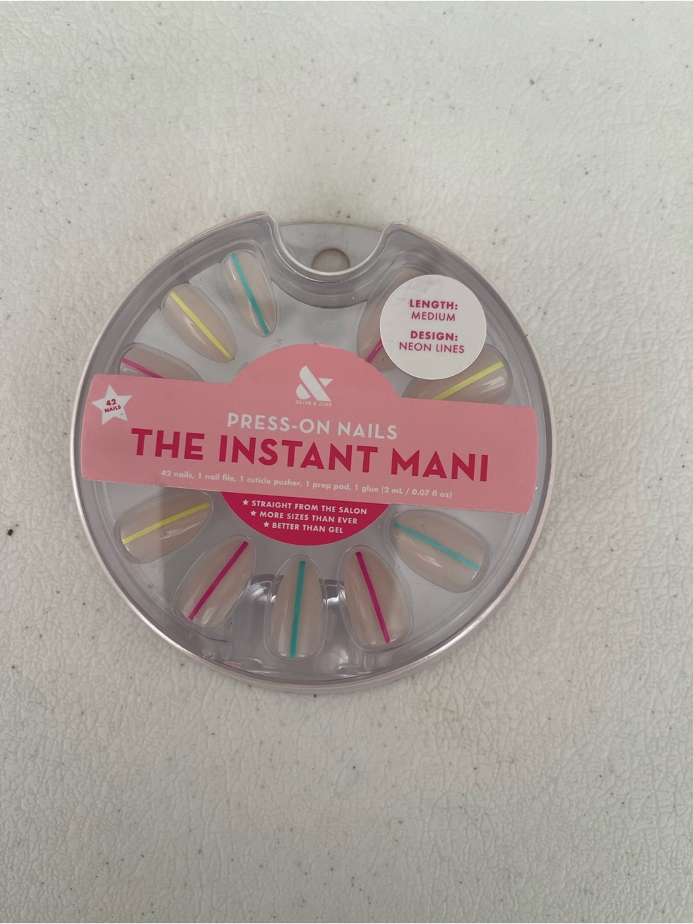 Press-On Nails The Instant Mani by - Neon Line Accent White Set